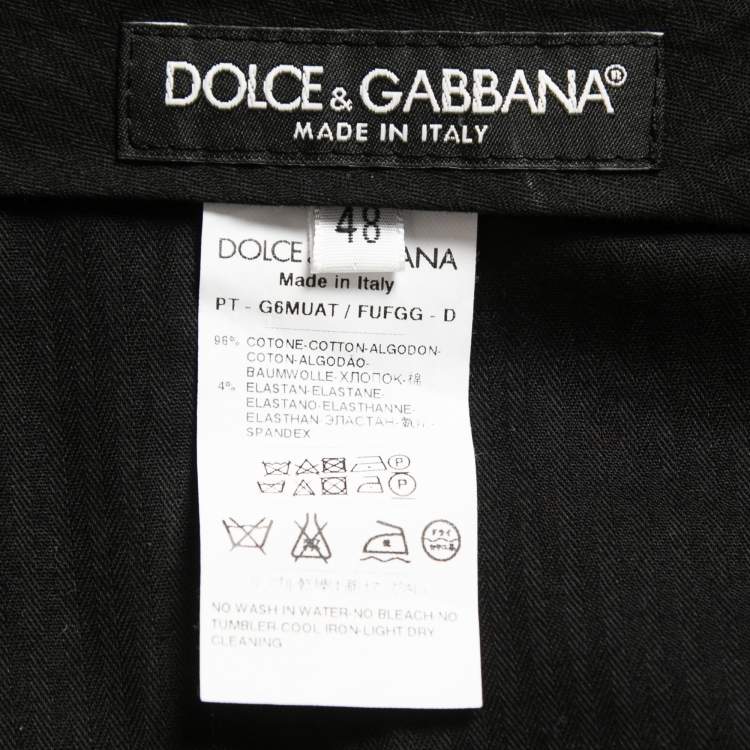 Pre Owned Dolce & Gabbana Grey Stretch Cotton Trousers M