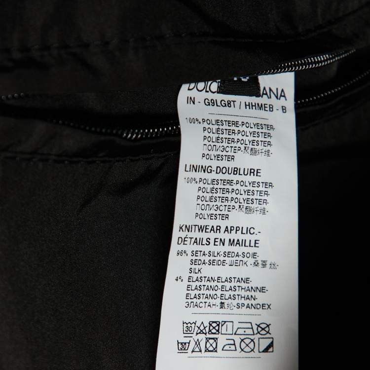 Pre Owned Dolce & Gabbana Black Print Synthetic Zip Front Hooded Jacket M