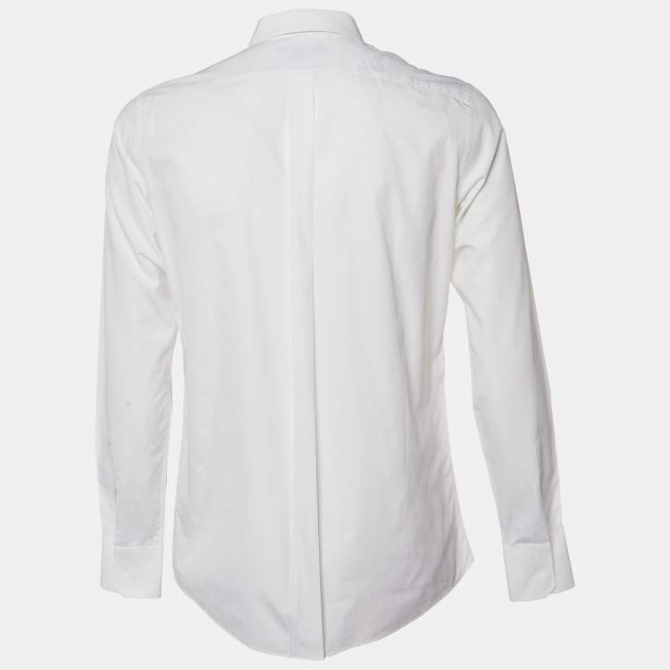Pre Owned Dolce & Gabbana White Embellished Detail Cotton Gold Fit Shirt L