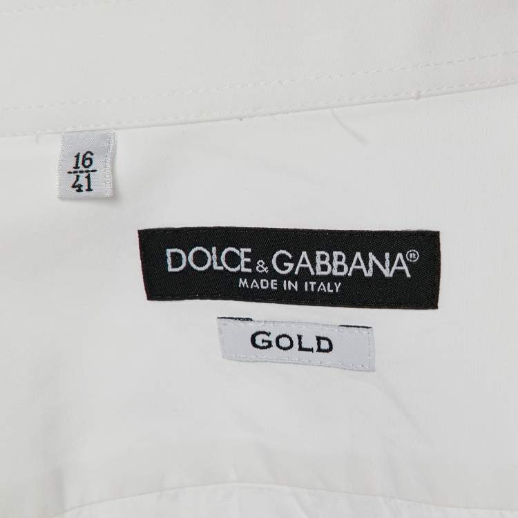 Pre Owned Dolce & Gabbana White Embellished Detail Cotton Gold Fit Shirt L