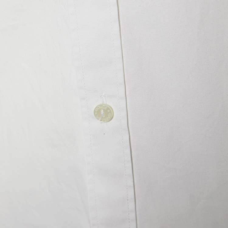 Pre Owned Dolce & Gabbana White Cotton Gold Fit Shirt L