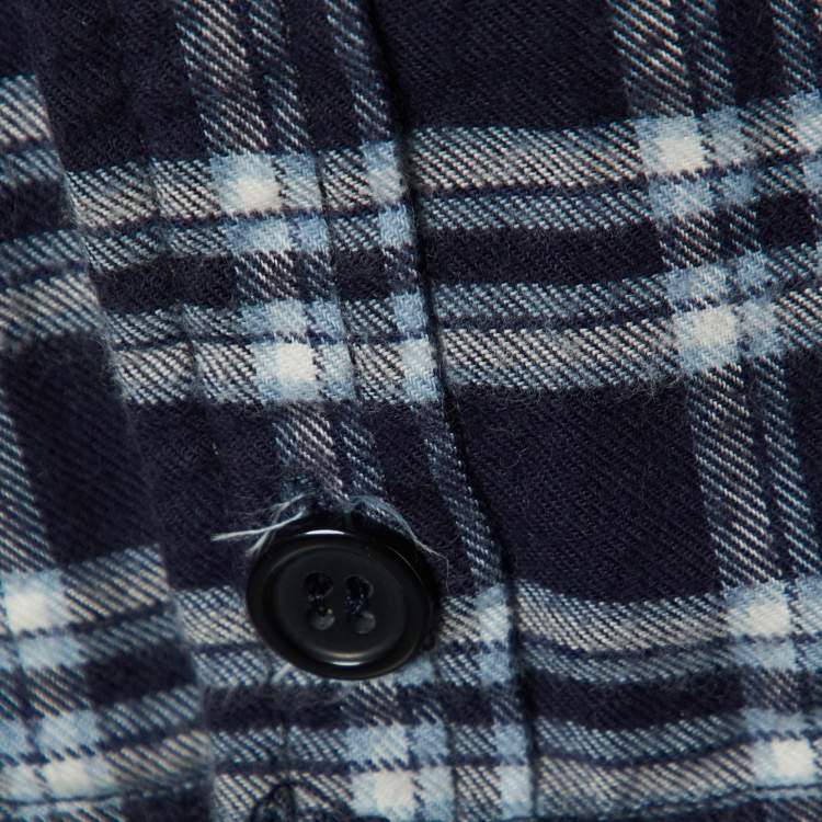 Pre Owned Dolce & Gabbana Navy Blue Checkered Cotton Button Front Shirt L