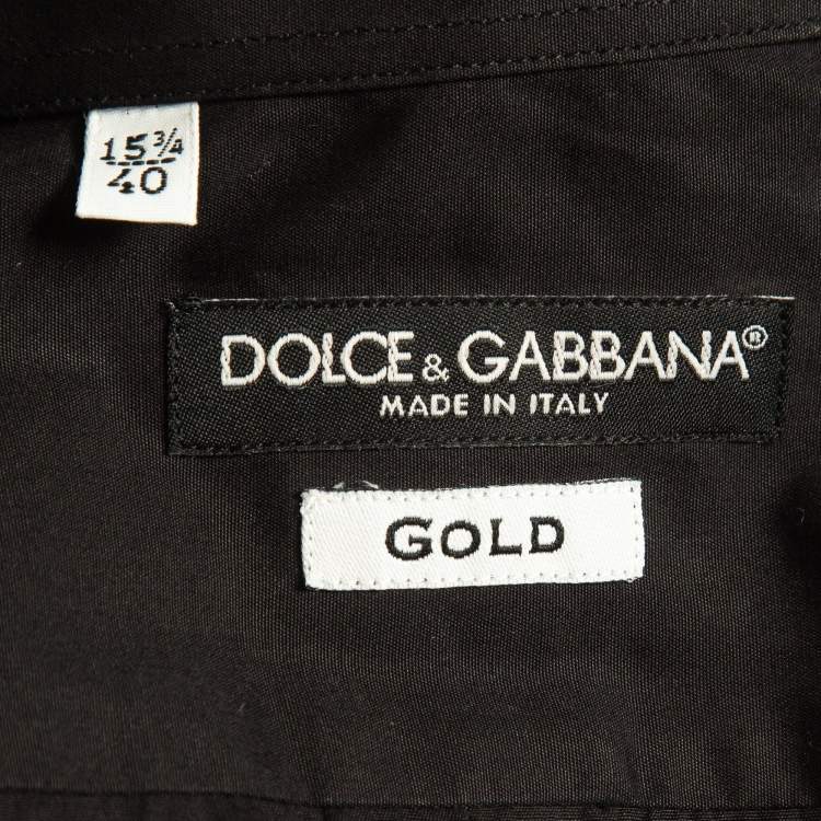 مملوكة مسبقًا Dolce & Gabbana Black Cotton Button Front Gold Shirt L