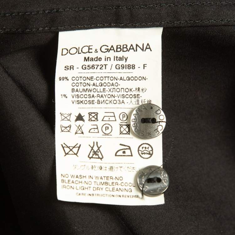 مملوكة مسبقًا Dolce & Gabbana Black Cotton Button Front Gold Shirt L