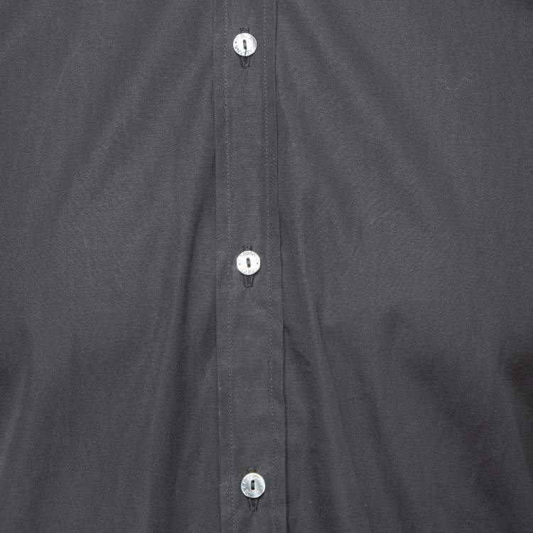 مملوكة مسبقًا Dolce & Gabbana Black Cotton Button Front Gold Shirt L