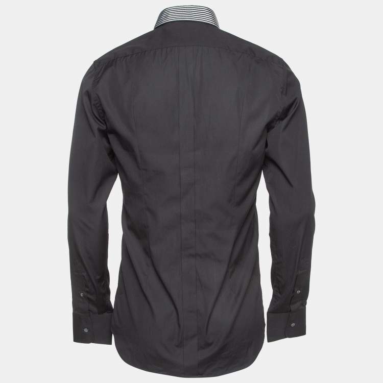مملوكة مسبقًا Dolce & Gabbana Black Cotton Button Front Gold Shirt L