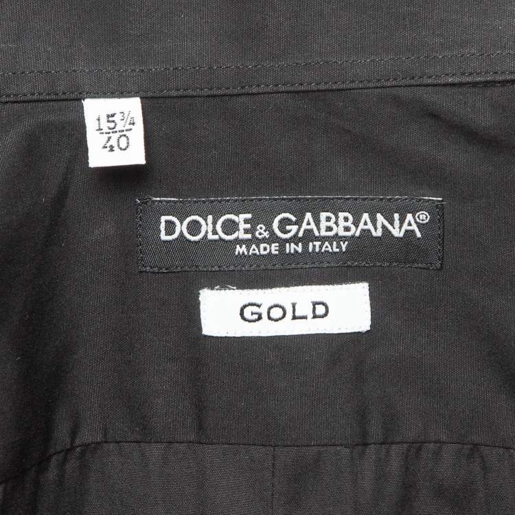 مملوكة مسبقًا Dolce & Gabbana Black Cotton Button Front Gold Shirt L