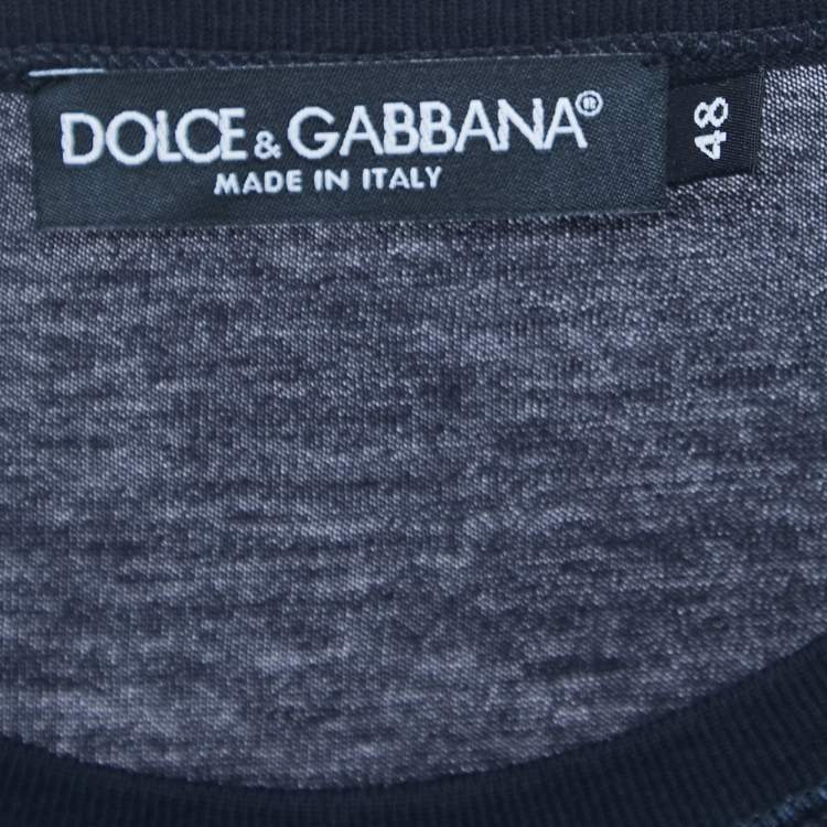 Pre Owned Dolce & Gabbana Navy Blue Cotton Logo Applique Half Sleeve T-Shirt M