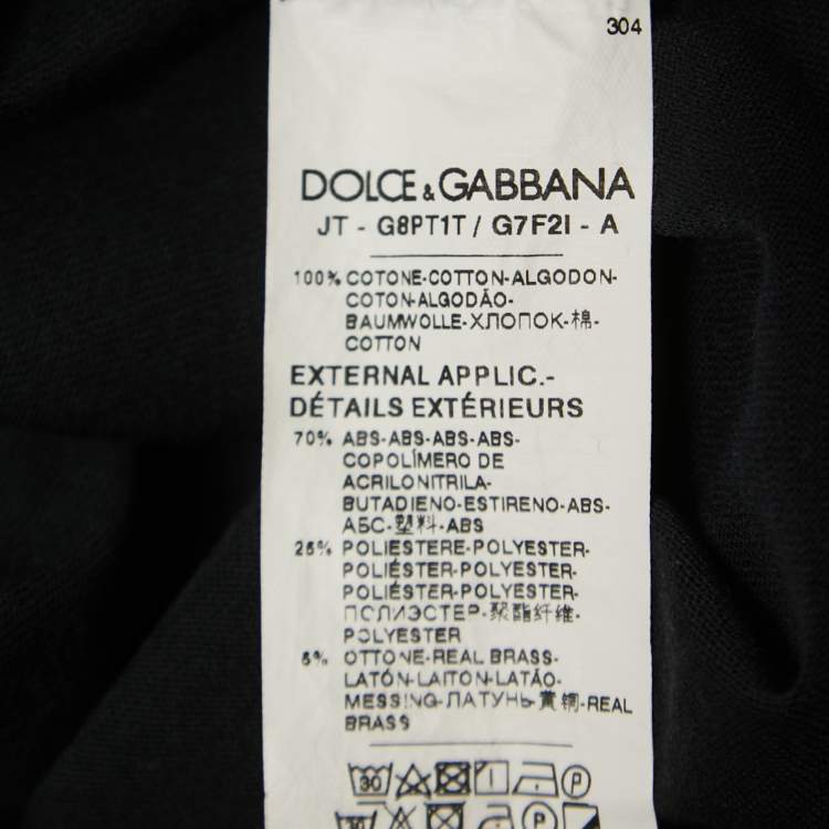 Pre Owned Dolce & Gabbana Navy Blue Cotton Logo Applique Half Sleeve T-Shirt M