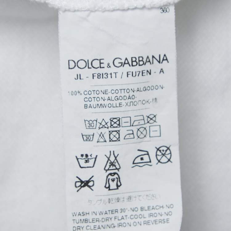 Pre Owned Dolce & Gabbana White Cotton Pique Polo T-Shirt XS