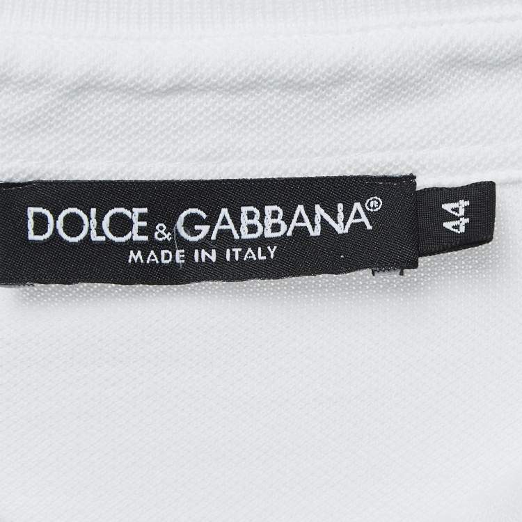 Pre Owned Dolce & Gabbana White Cotton Pique Polo T-Shirt XS