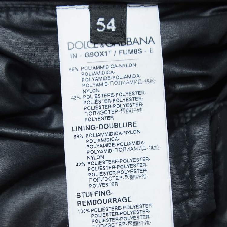 Pre Owned Dolce & Gabbana Navy Blue Quilted Nylon Blend Zip Front Down Jacket XXL