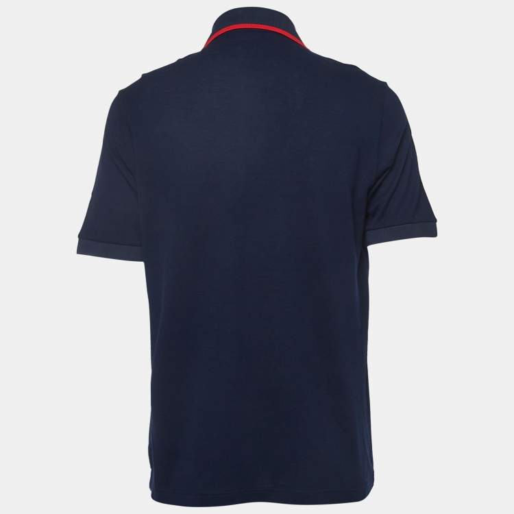 مملوكة مسبقًا Dolce & Gabbana Navy Blue Cotton Logo Embroidered Polo T-Shirt XL