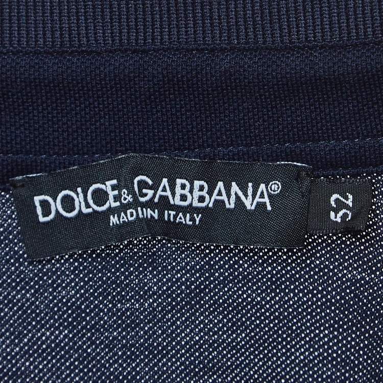 مملوكة مسبقًا Dolce & Gabbana Navy Blue Cotton Logo Embroidered Polo T-Shirt XL