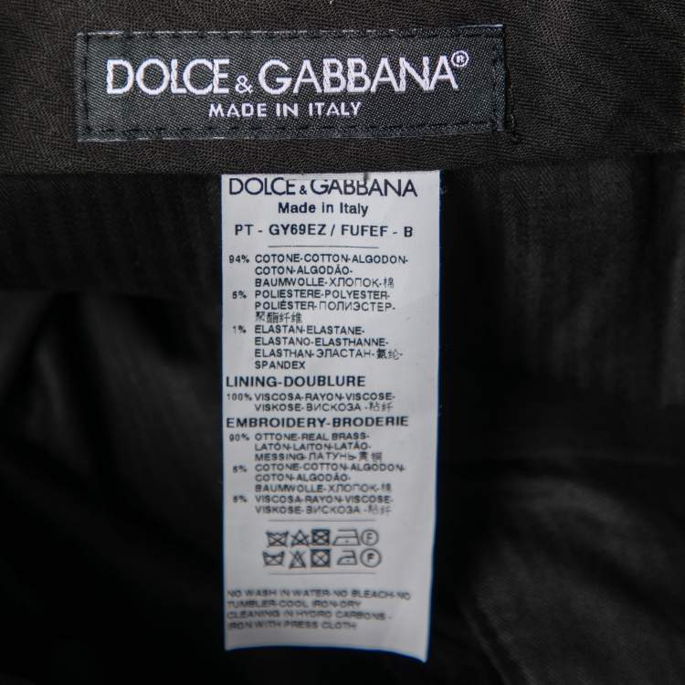 Pre Owned Dolce & Gabbana Black Cotton Royal Embellished Slim Fit Trousers M