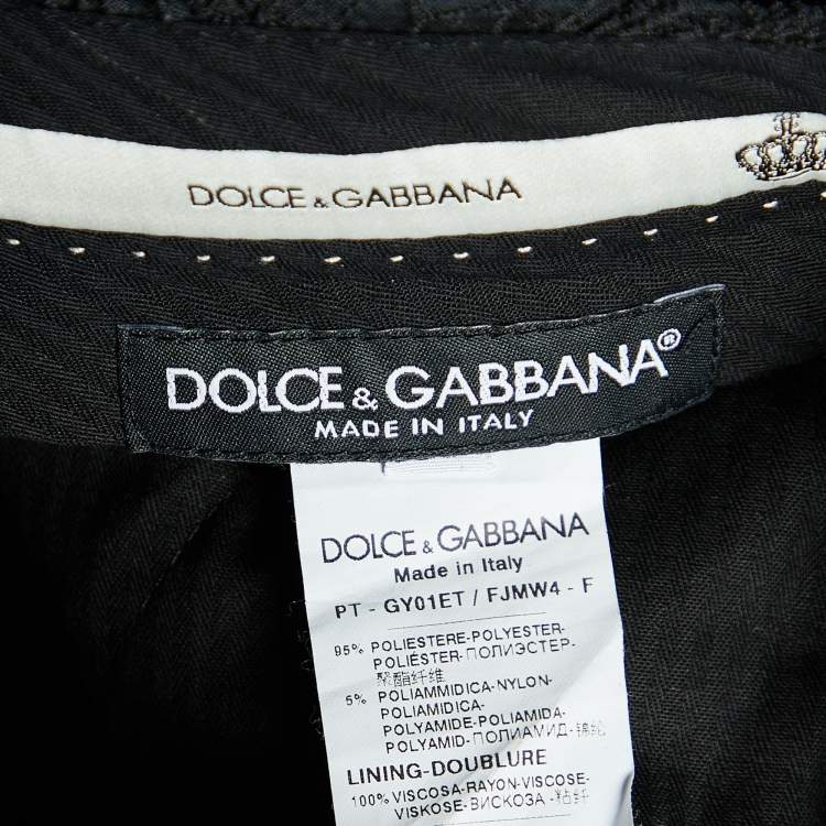 Pre Owned Dolce & Gabbana Black Floral Embossed Jacquard Tailored Pants M