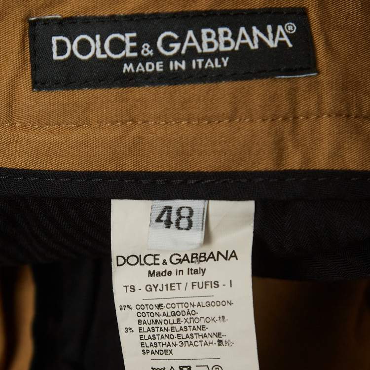 Pre Owned Dolce & Gabbana Camel Brown Cotton Slim Fit Pants M