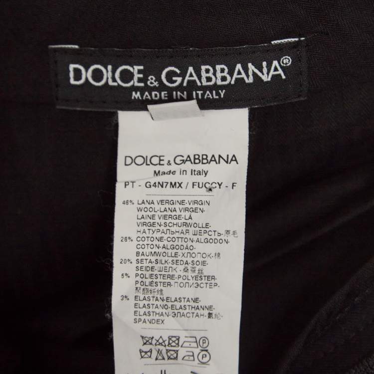 Pre Owned Dolce & Gabbana Black Wool Blend Slim Fit Pants M
