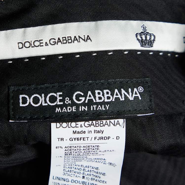 Pre Owned Dolce & Gabbana Monochrome Textured Jacquard Tailored Pants M