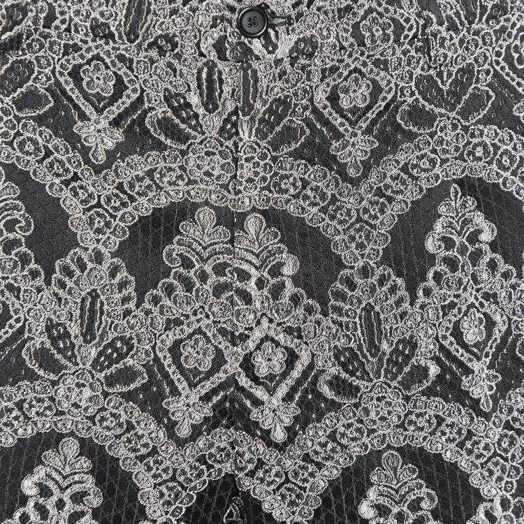 Pre Owned Dolce & Gabbana Monochrome Textured Jacquard Tailored Pants M