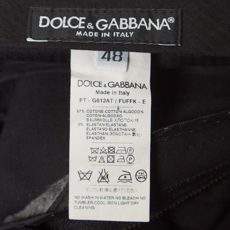 Pre Owned Dolce & Gabbana Black Cotton Regular Fit Pants M