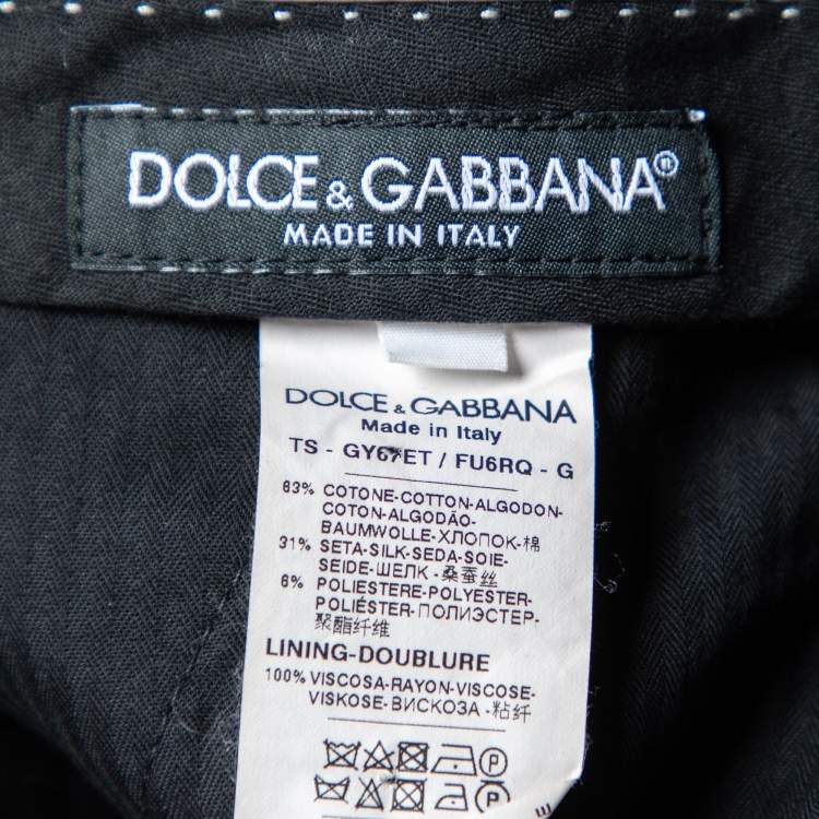 مملوكة مسبقًا Dolce & Gabbana Black Cotton & Silk Tailored Pants M