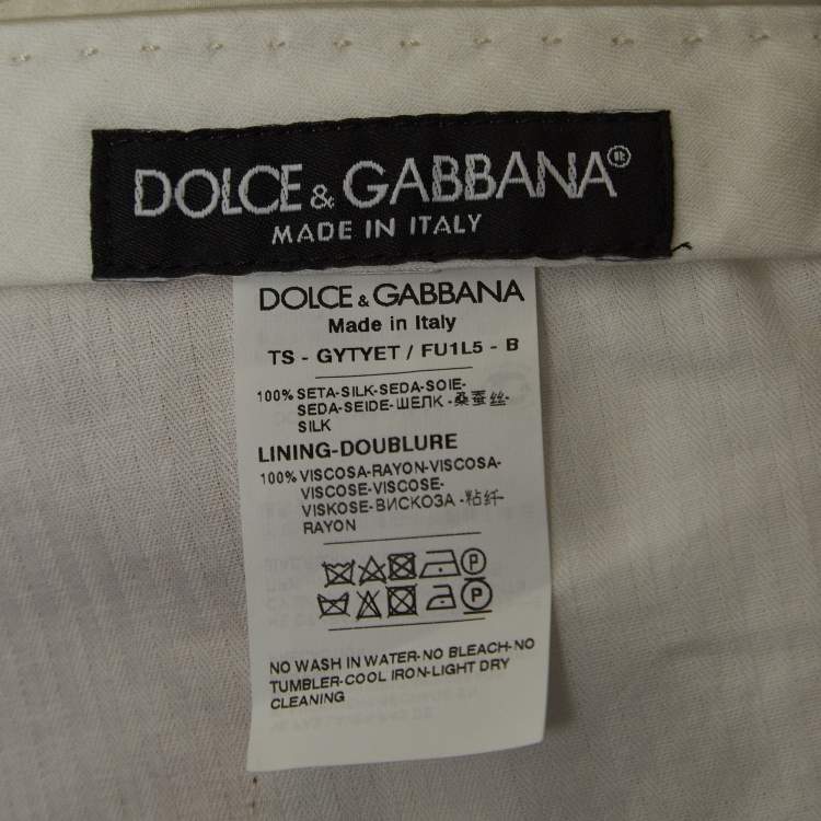 Pre Owned Dolce & Gabbana Orange Raw Silk Tailored Trousers M