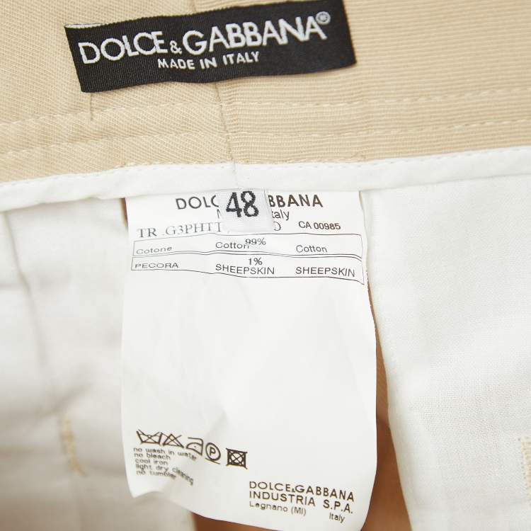 Pre Owned Dolce & Gabbana Beige Cotton Regular Fit Trousers M