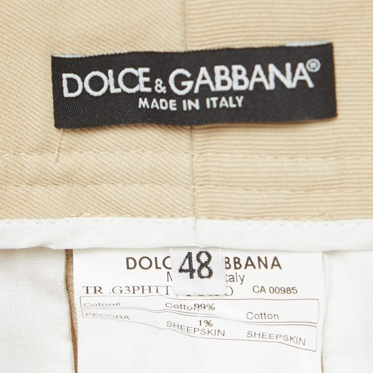 Pre Owned Dolce & Gabbana Beige Cotton Regular Fit Trousers M