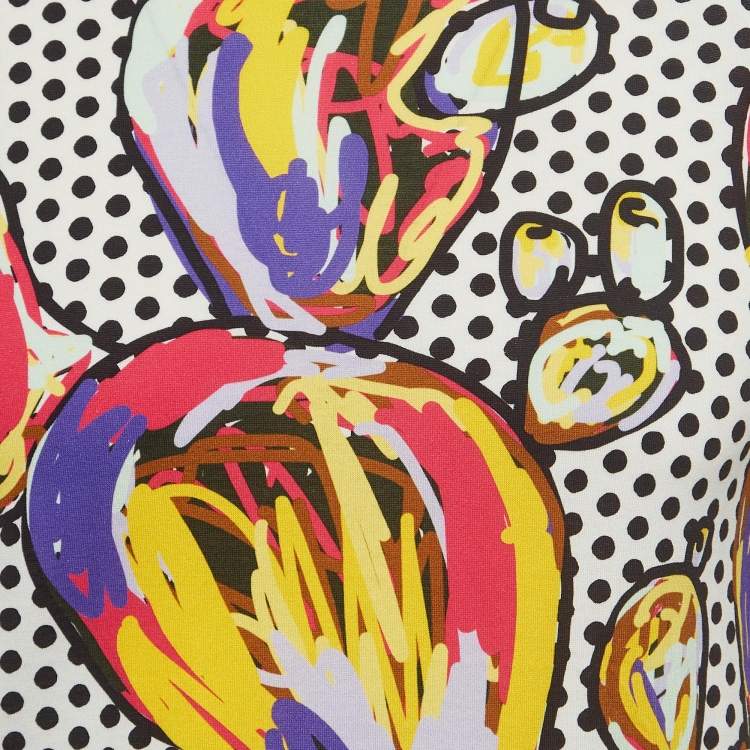 Pre Owned Dolce & Gabbana Multicolor Dotted & Scribbled Print Cotton Half Sleeve T-Shirt S