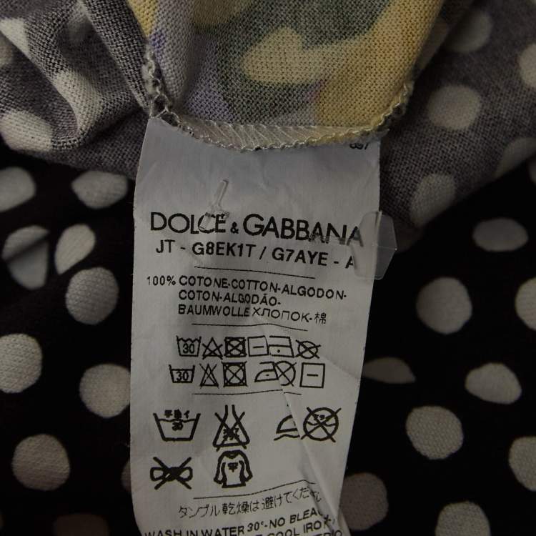 Pre Owned Dolce & Gabbana Multicolor Dotted & Scribbled Print Cotton Half Sleeve T-Shirt S