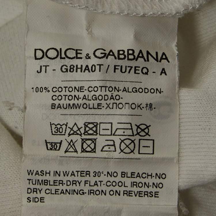 Pre Owned Dolce & Gabbana White Cotton V-Neck T-Shirt M
