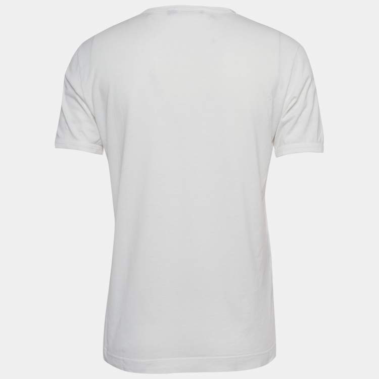 Pre Owned Dolce & Gabbana White Cotton V-Neck T-Shirt M