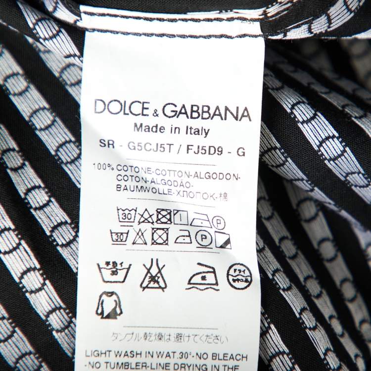 Pre Owned Dolce & Gabbana Black Circle Pattern Cotton Gold Fit Long Sleeve Shirt M