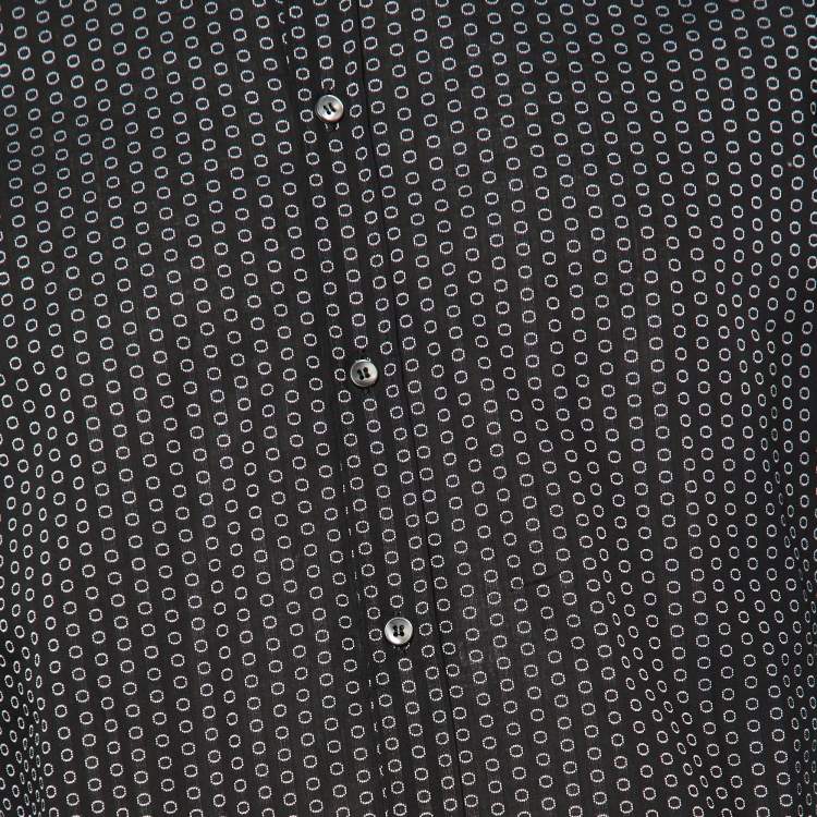 Pre Owned Dolce & Gabbana Black Circle Pattern Cotton Gold Fit Long Sleeve Shirt M