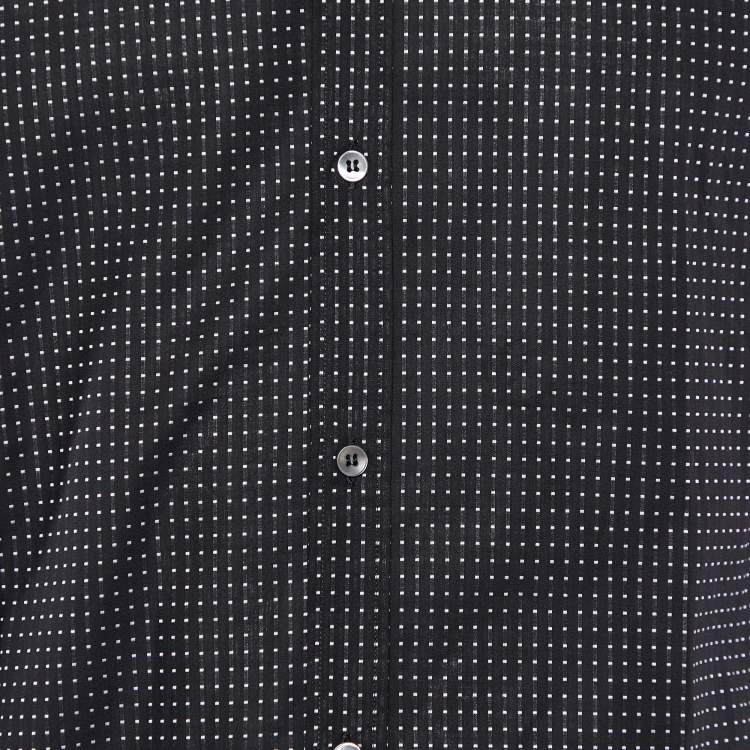 Pre Owned Dolce & Gabbana Black Square Patterned Cotton Gold Fit Shirt M