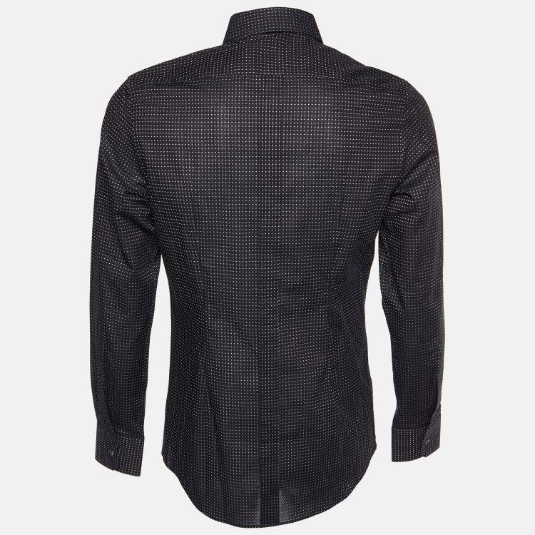 Pre Owned Dolce & Gabbana Black Square Patterned Cotton Gold Fit Shirt M