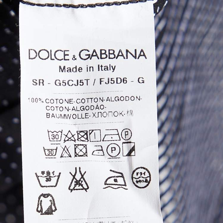 Pre Owned Dolce & Gabbana Black Square Patterned Cotton Gold Fit Shirt M