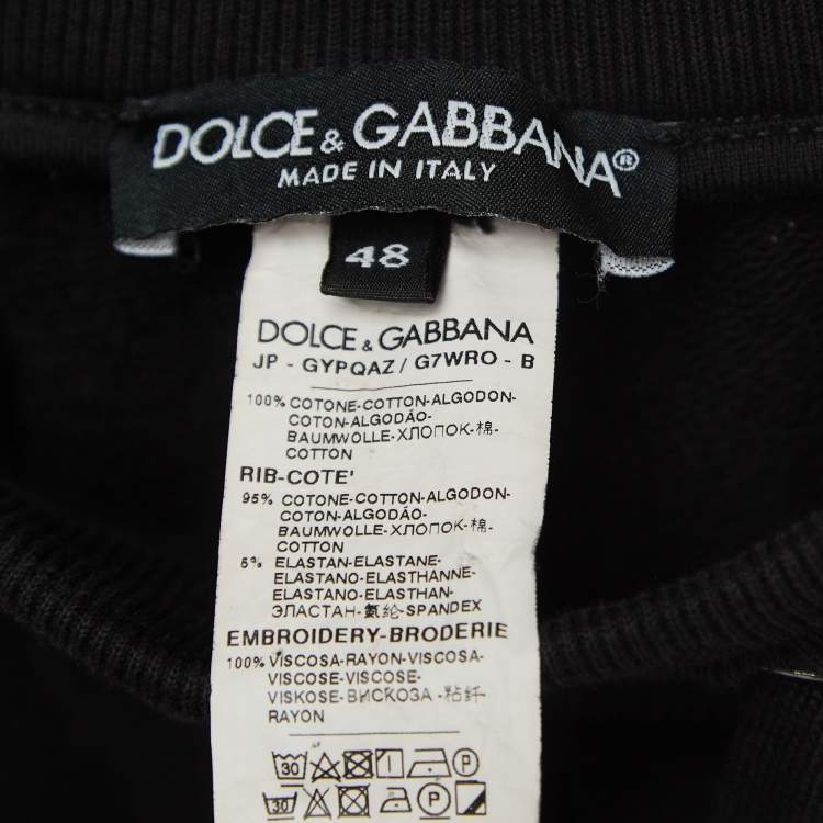 Pre Owned Dolce & Gabbana Black Logo Embroidered Cotton Drawstring  Joggers M
