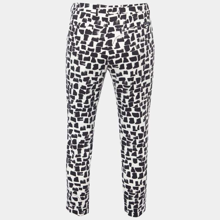 Pre Owned Dolce & Gabbana Monochrome Stroke Print Cotton Tapered Trousers M