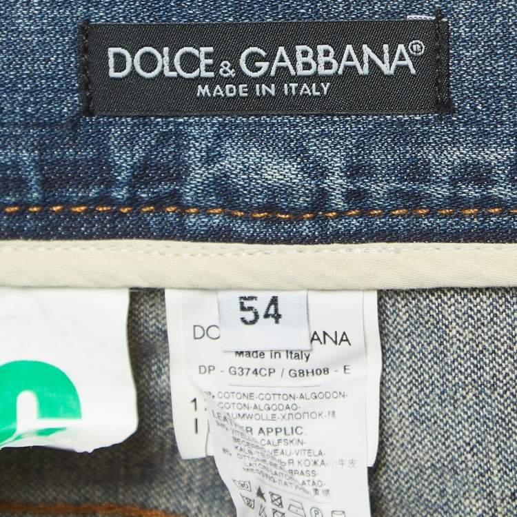 Pre Owned Dolce & Gabbana Blue Washed Denim Slim Fit Jeans XXL/Waist 40"