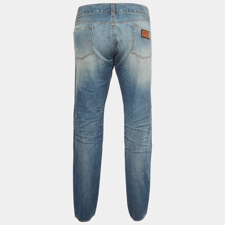 Pre Owned Dolce & Gabbana Blue Washed Denim Slim Fit Jeans XXL/Waist 40"