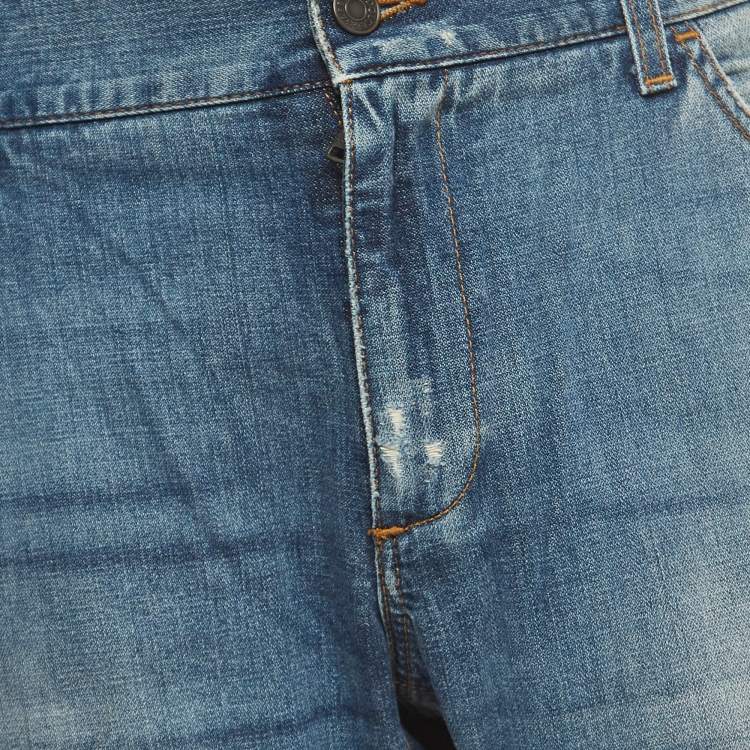 Pre Owned Dolce & Gabbana Blue Washed Denim Slim Fit Jeans XXL/Waist 40"