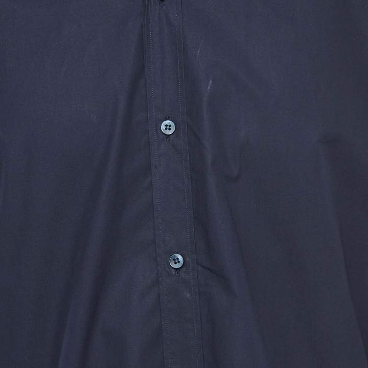 Pre Owned Dolce & Gabbana Dark Blue Cotton Martini Long Sleeve Shirt M