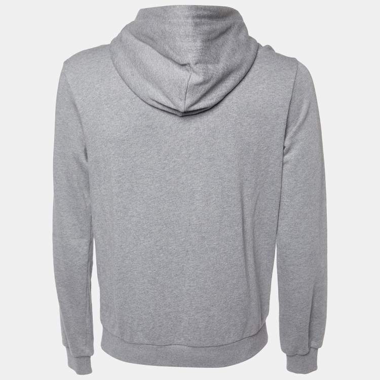 Pre Owned Dolce & Gabbana Grey Cotton Crown Embellished Zip Up Hoodie S