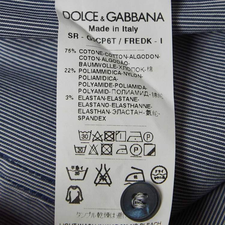 Pre Owned Dolce & Gabbana Navy Blue Striped Cotton Sicilia Full Sleeve Shirt S