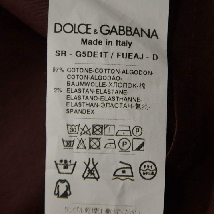 Pre Owned Dolce & Gabbana Gold Brown Cotton Button Front Full Sleeve Shirt S