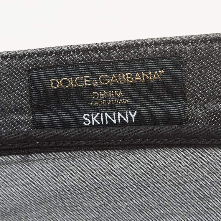 Pre Owned Dolce & Gabbana Grey Washed Denim Skinny Jeans L Waist 34"