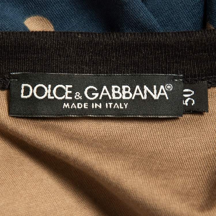 Pre Owned Dolce & Gabbana Blue Dotted Cotton Half Sleeve T-Shirt L