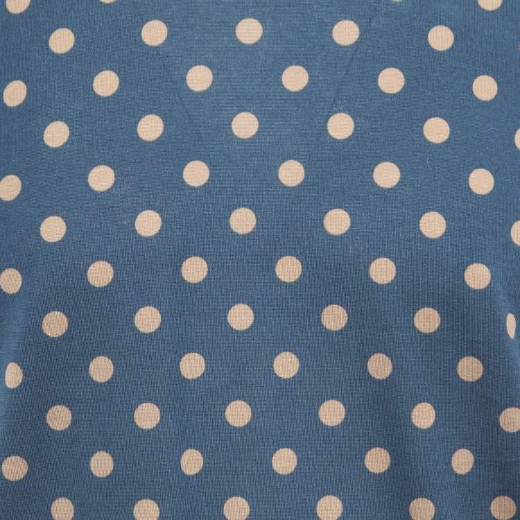 Pre Owned Dolce & Gabbana Blue Dotted Cotton Half Sleeve T-Shirt L